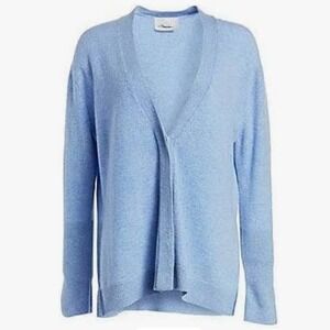 3.1 Phillip Lim Blue Wool Alpaca Blend V-Neck Cardigan Sweater Split Cuff Small